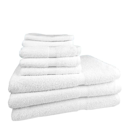 Oxford Bath Towel, Blended Dobby Border, 27x54, 17.0 lbs/dz, White